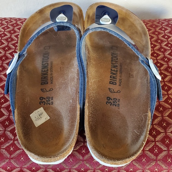 Birkenstock Women's Thong Navy Leather Sandals, Size 39 US Women 9 - Picture 4 of 9